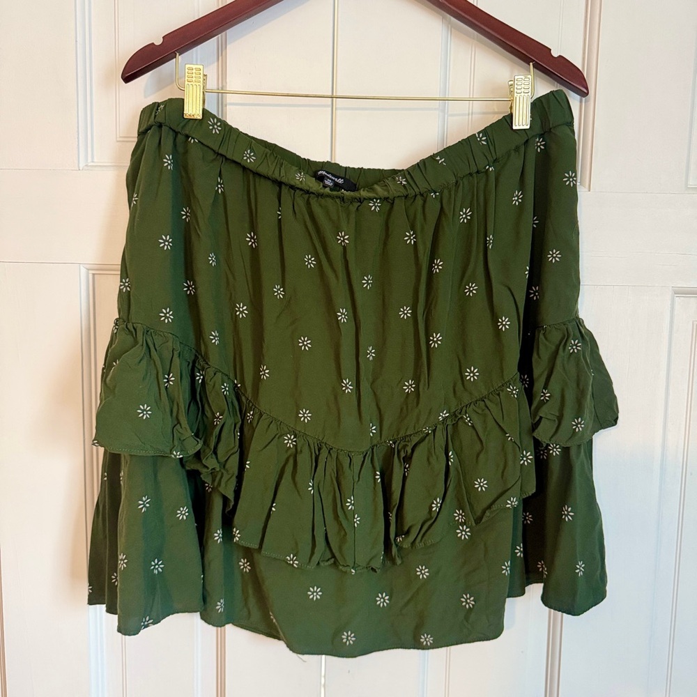 Madewell Green Ruffled Skirt with Floral Pattern - 2X